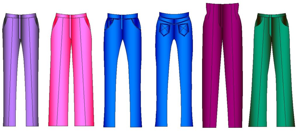 Diferentes aflojes en el diseño de pantalones