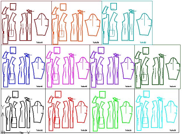 Moldes de 11 Tallas de Saco Corte Princesa