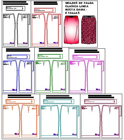 Coleccion de patrones de faldas rectas
