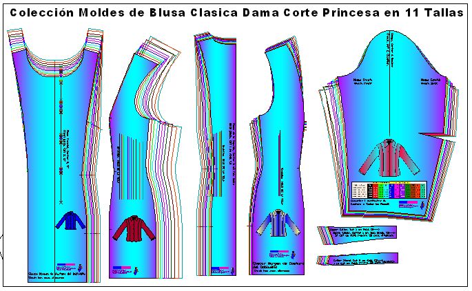 Plantillas de moldes de blusa corte princesa