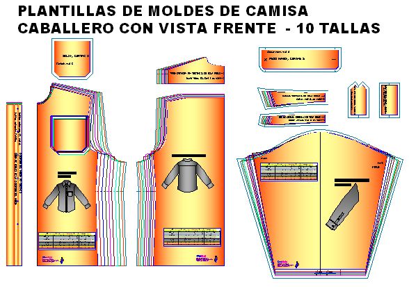 PLantillas de camisas de caballero con vista frontal