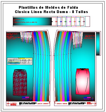 Moldes de falda clasica leinea recta