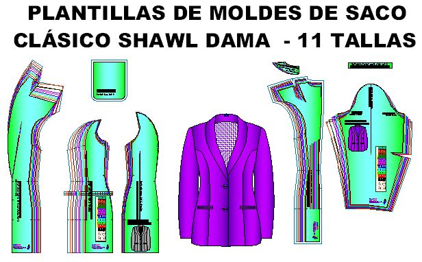 Moldes de Saco estilo cuello shwal de dama
