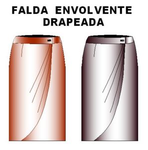 Patrones de faldas estilo envolvente con drapeado frente.