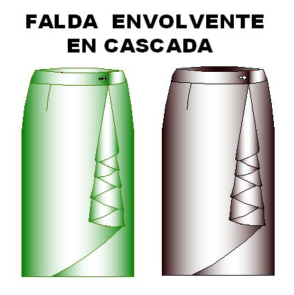 Moldes de Falda Modelo Envolvente en Cascada Talla 32