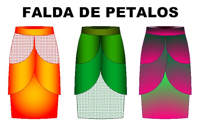 Molderia de costura de faldas de petalos