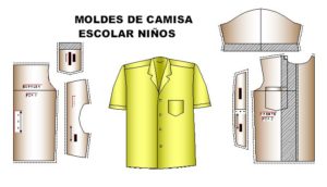 Moldes para confeccionar camisa escolar de niños de 4 a 12 años