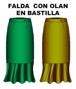 Tallaje de faldas con olan en bastilla.