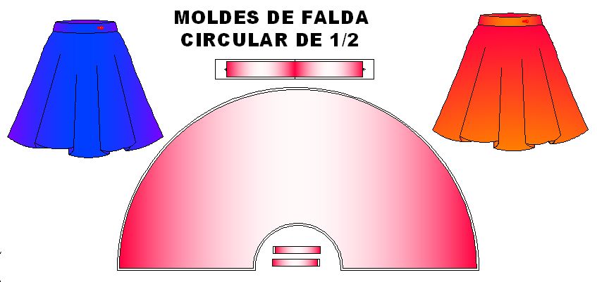 Moldes de falda circular de unmedio