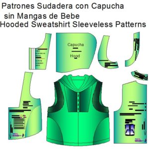 Molderia de Sudadera con Capucha sin Manga de Bebe