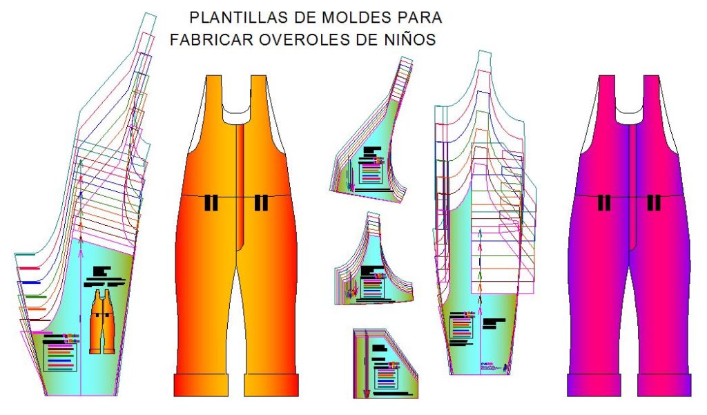 Tallaje de overol infantil en plantillas