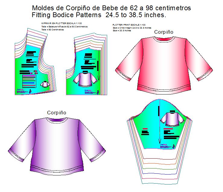 Plantillas de Patrones o Moldes de Corpiños de bebes