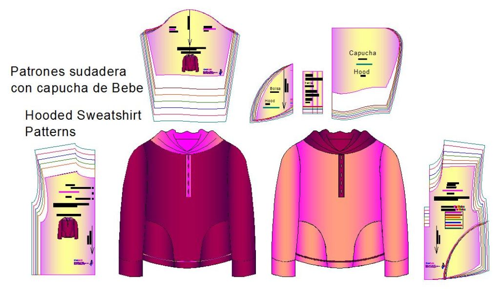 Plantillas de costrua de sudadera con capucha
