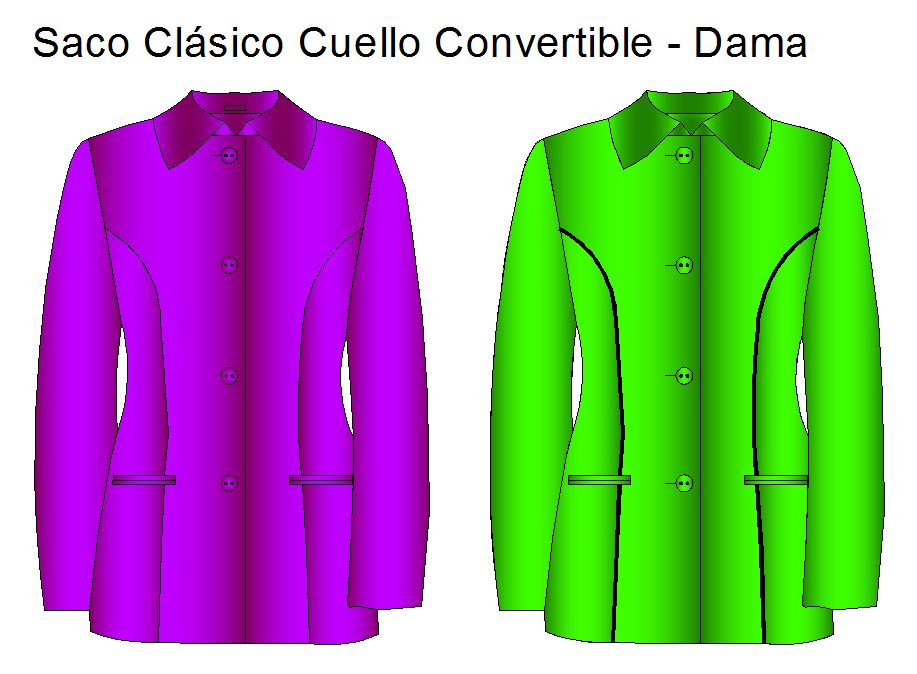 Molderia para confeccionar saco de dama cuello convertible