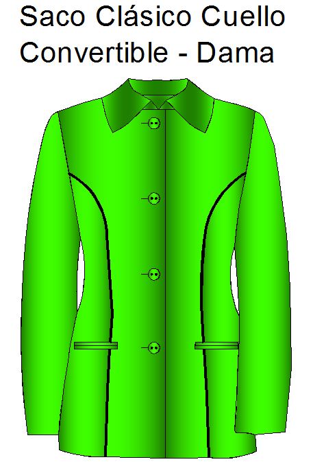 Molderia de Sacos de dama estlilo cuello convertible.