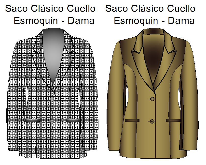 Tallaje de Saco Clasico Cuello Esmoquin Dama