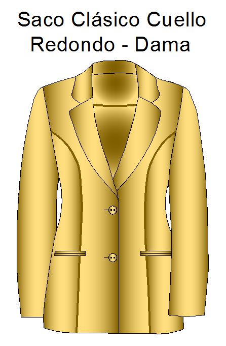 Moldes de Saco con cuello tipo redondeado de dama