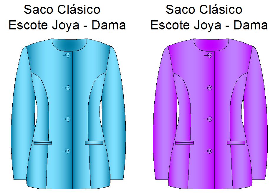Molderia de saco clasico escote joya de dama