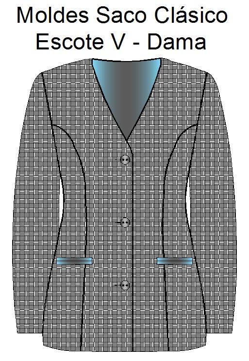 Moldes para costura de saco clasico de dama con escote en V