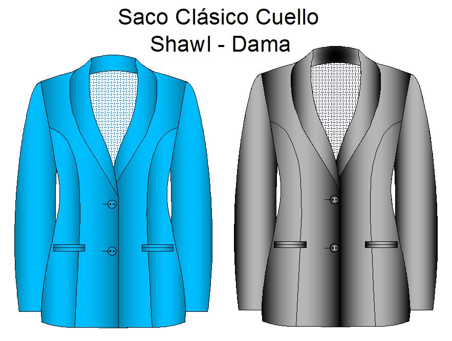 Molderia de sacos modelo clasico shawl de dama