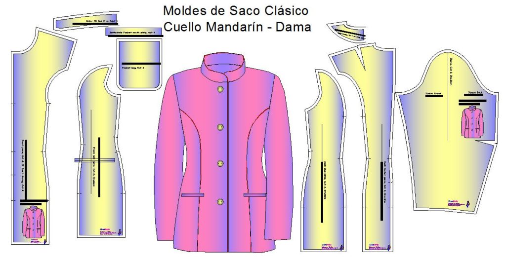 Tallaje completo de sacos de dama estilo mandarín