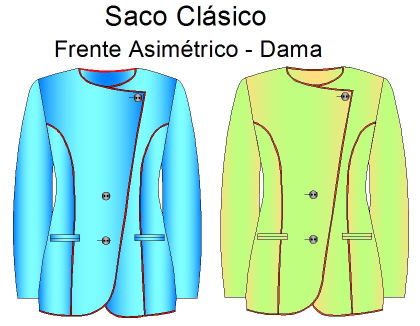 Tallaje de sacos con frente asimetrico de dama