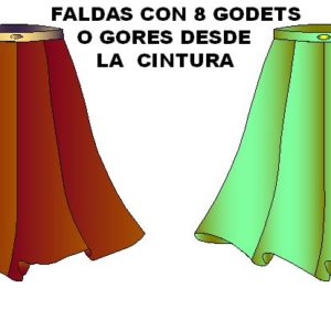 Moldes de Falda de Ocho Godets para Dama