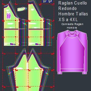 Plantillas de Moldes de Camiseta Raglan de Caballero