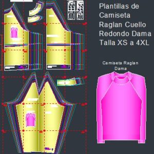 Plantillas de Moldes de Camiseta Raglan de Dama