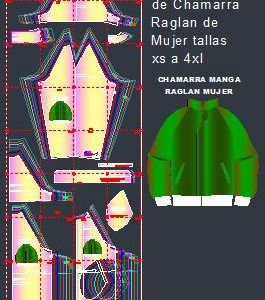 Plantillas de moldes de chamarra manga raglan de dama