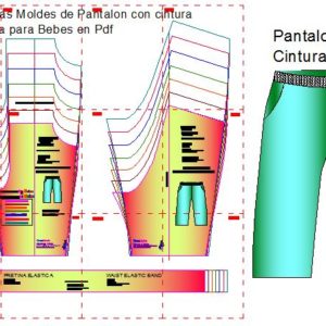 Plantillas de Moldes de Pantalon Elastico para Bebe