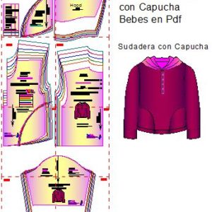 Plantillas de Moldes de Sudadera con Capucha para Bebe