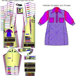 Plantillas de Moldes de Vestido con Pinzas de Niña