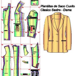 Plantillas de moldes de saco sastre para dama