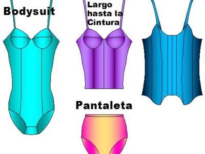 Bosysuit n brasier largo, pantaleta y corset de dama